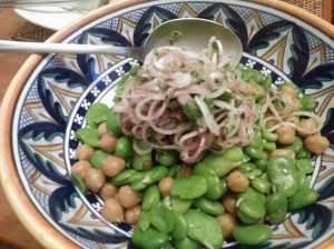Fava Bean Chickpea and spring onion